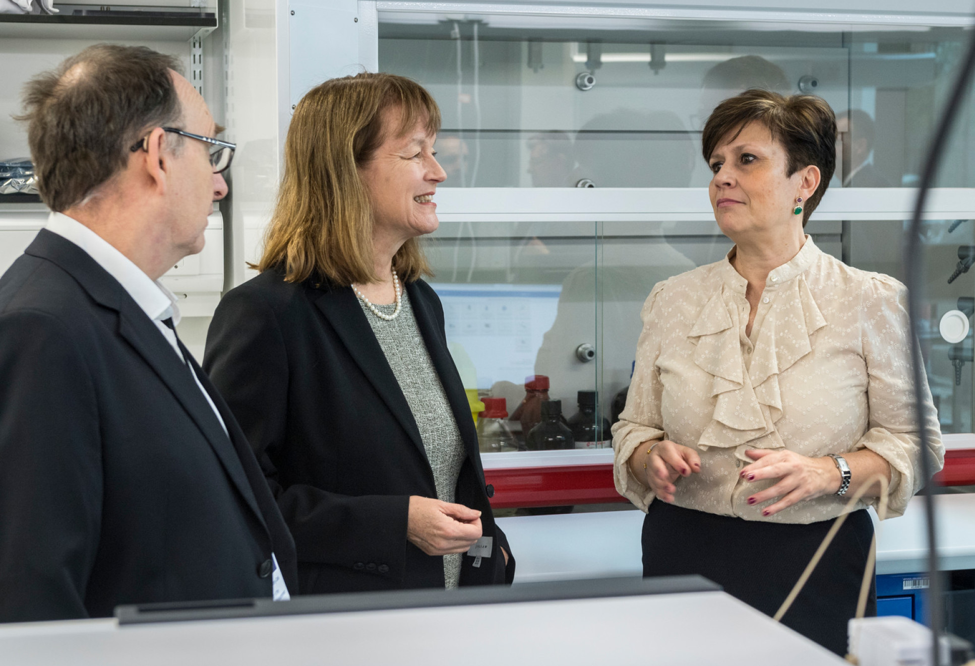 Professor Tony Cass, Professor Alice Gast and Maria Angeles Diaz at the launch of the Agilent Measurement Suite